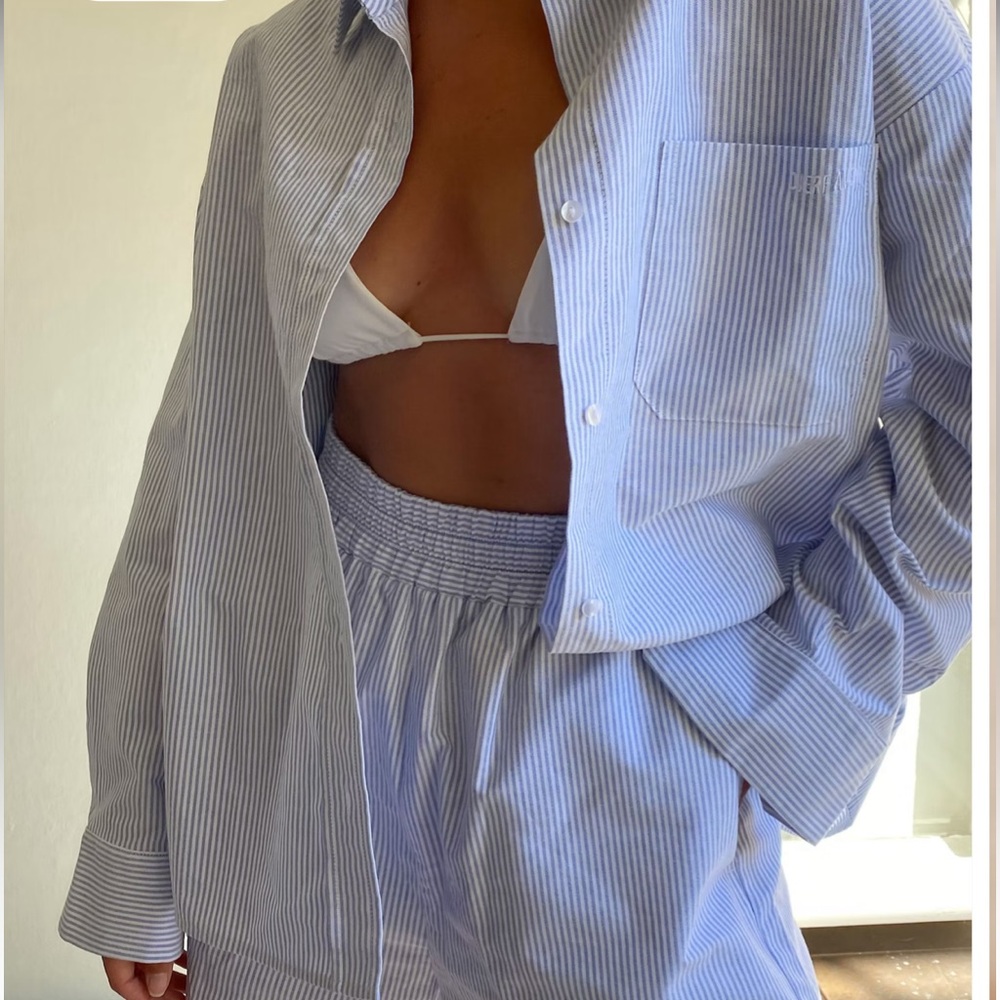 Djerf Avenue Breezy Shirt Blue Stripe